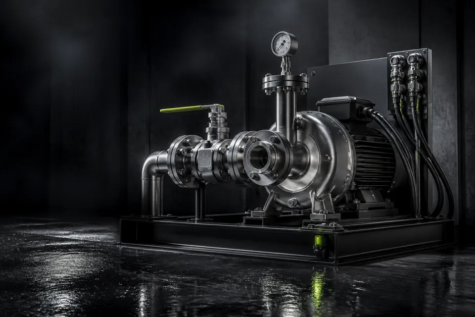 Conceptual water utility pump and instrument manifold.